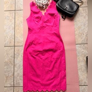Banana Republic Vibrant Scalloped V Neck Dress